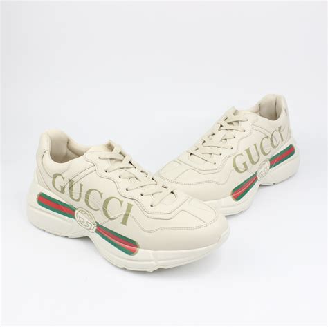 men's rhyton leather sneaker with gucci logo|gucci rhyton sneakers for women.